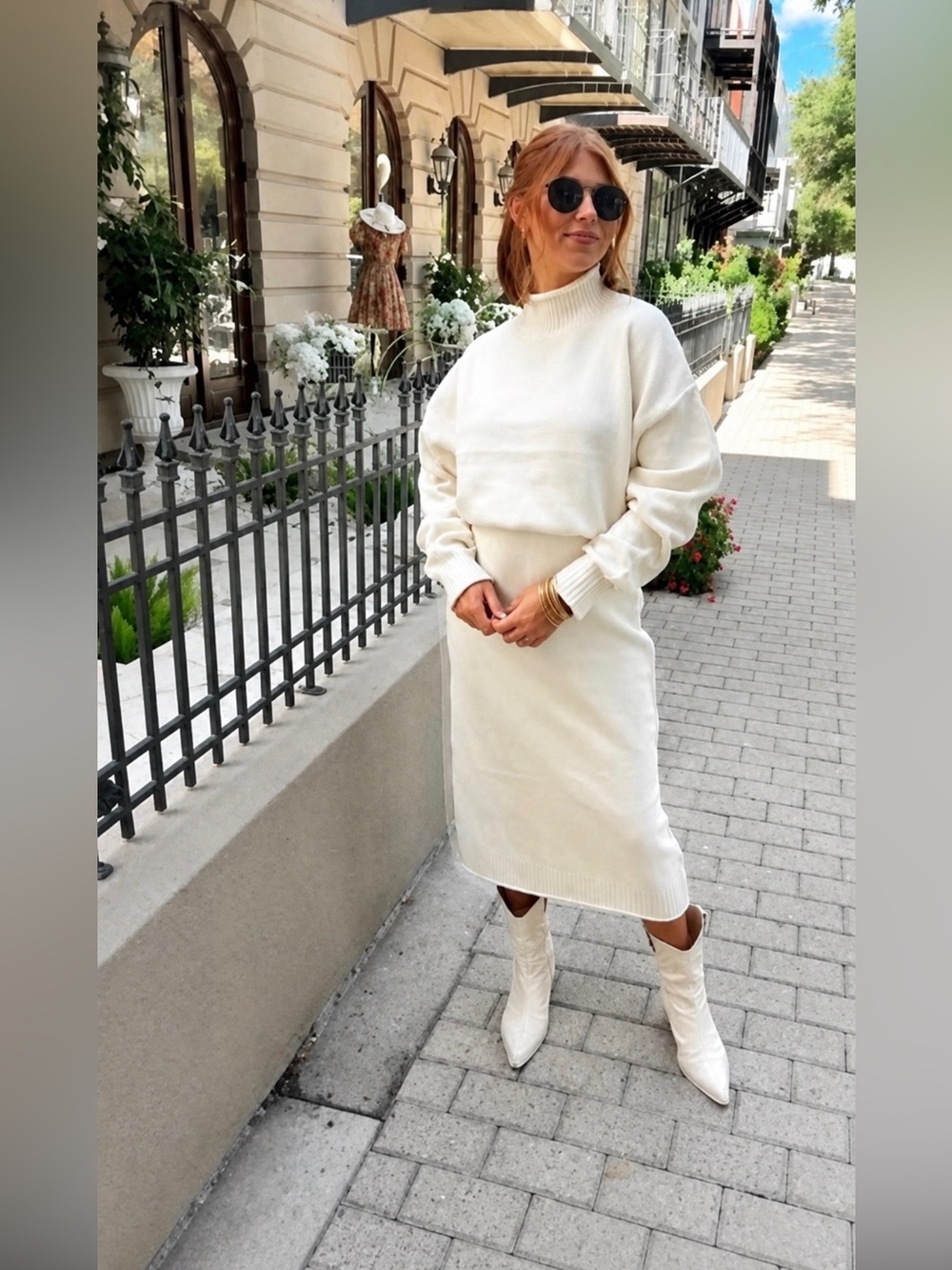 🆕 Double Zero Knit Mock Neck Sweater And Matching Skirt Size Medium